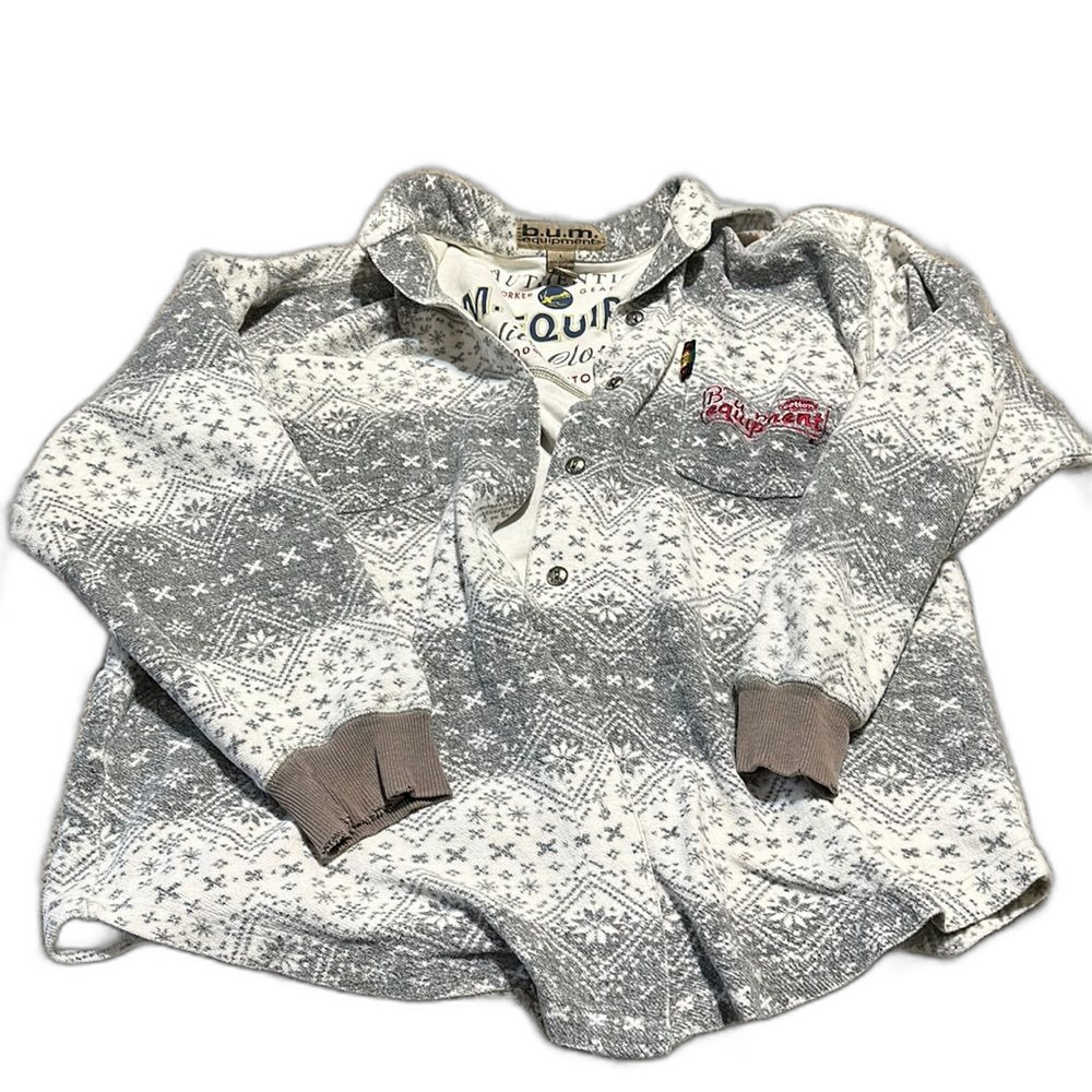 BUM Equipment large snow vintage Snowflake Sweater Shirt Jacket Y2K